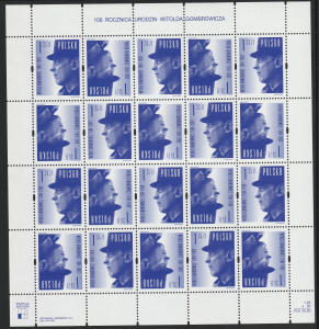 Fi. 3980 - 100. rocznica urodzin Witolda Gombrowicza - górny margines perforowany