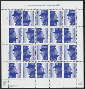 Fi. 3980 - 100. rocznica urodzin Witolda Gombrowicza - górny margines nieperforowany