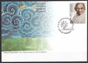 Fi. 5012 FDC 150. rocznica urodzin Mahatmy Gandhiego