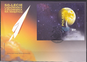 Fi. 4989 blok 337 FDC 50-lecie lądowania człowieka na Księżycu