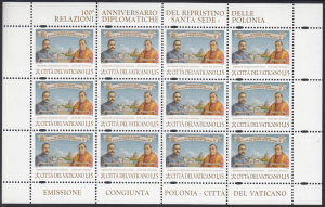 Fi. 4950 - wersja watykańska - 100. rocznica relacji dyplomatycznych Polski i Stolicy Apostolskiej - OPIS