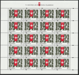 Fi. 3438 - 75. rocznica III Powstania Śląskiego - lewy margines perforowany